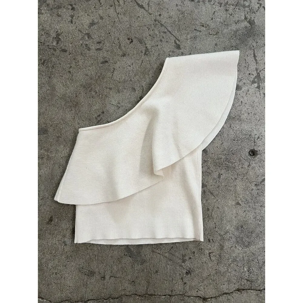 Aritzia Ivory Wilfred One Shoulder‎ Crop Top Size Small